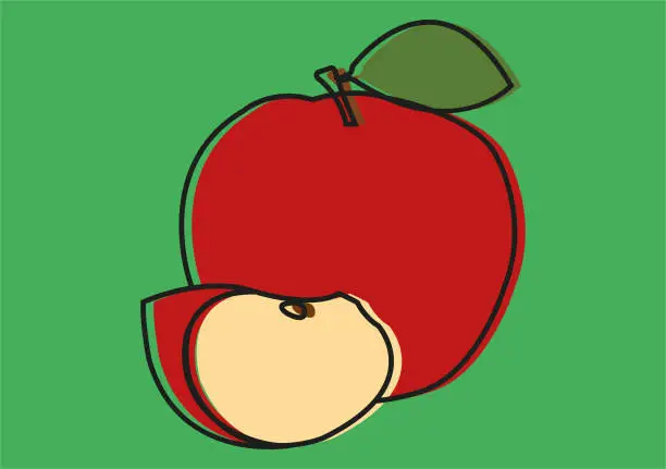 Vector illustration of red apple