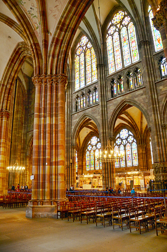 Interior view of Notre Dame de Strasbourg, France