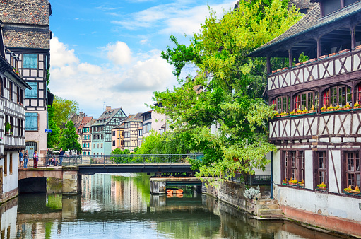 Colorful old historic houses of Strasbourg, France