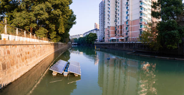 istock Solar panels in urban waterways 1453462262