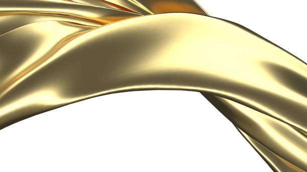 istock Golden wavy silk satin cloth flying 1453462299