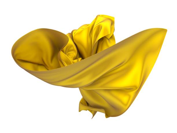istock Golden wavy silk satin cloth flying 1453462542