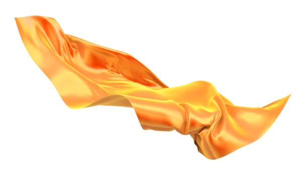 istock Golden wavy silk satin cloth flying 1453462600