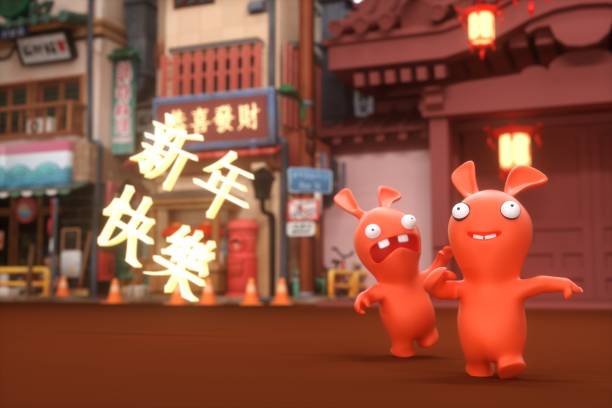 istock Chinese new year cartoon background 1453465592