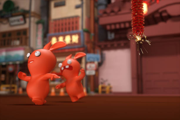 istock Chinese new year cartoon rabbit 1453470537