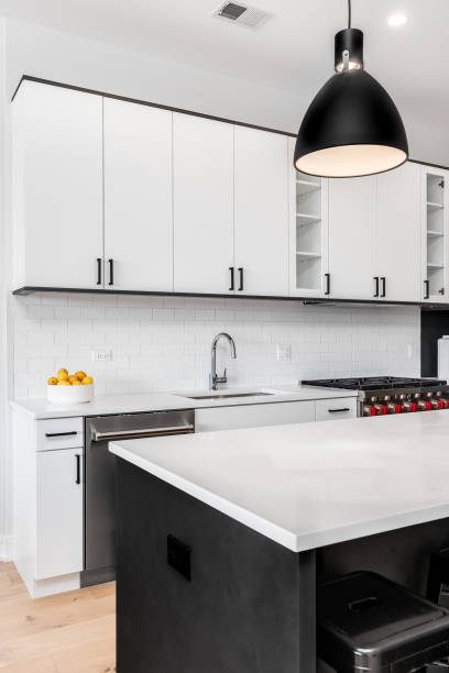 istock A kitchen detail with white and black cabinets. 1453472824