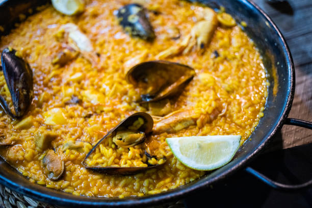 seafood paella traditional Spanish dish