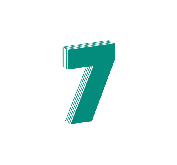 3d linear modernes logo der zahl 7. - number 7 stock-grafiken, -clipart, -cartoons und -symbole