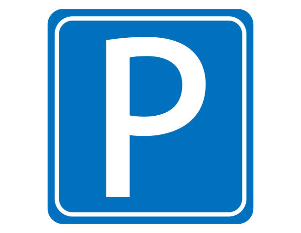 istock Parking sign board vector illustration isolated on the white. Blue sign for parking 1453486215