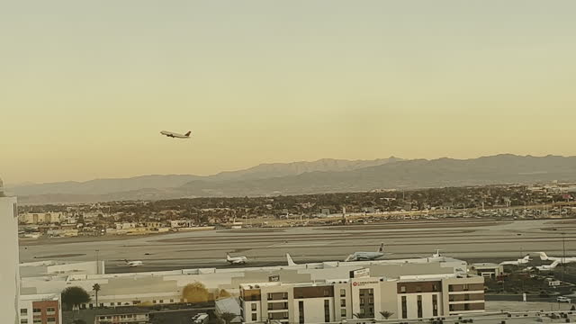 Las Vegas Hotel Window POV of Travel During Holiday Season McCarran International Airport in Winter Video Series