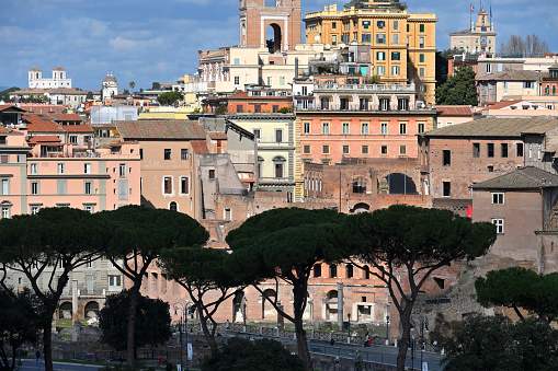 Rome, Italy - February 17, 2022: Panorama of the old town in Rome, Italy
