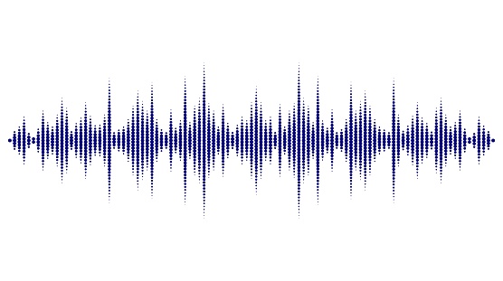 Abstract blue sound wave. Digital music line equalizer isolated on white background. Audio, sound, technology. Vector illustration