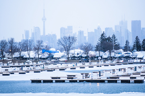 Toronto skyline in winter time Canada