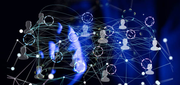 istock 3D rendering of human icons with connecting lines-social network communication concept 1453501308