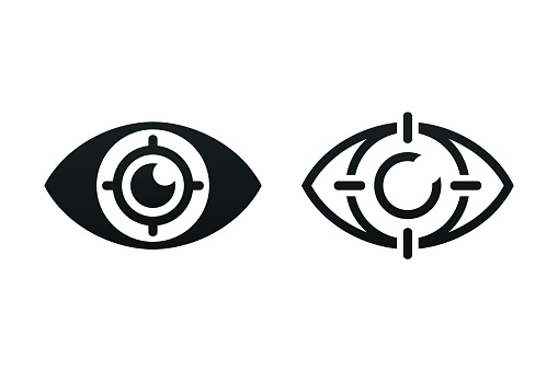 Eye lens target aim icon. illustration vector