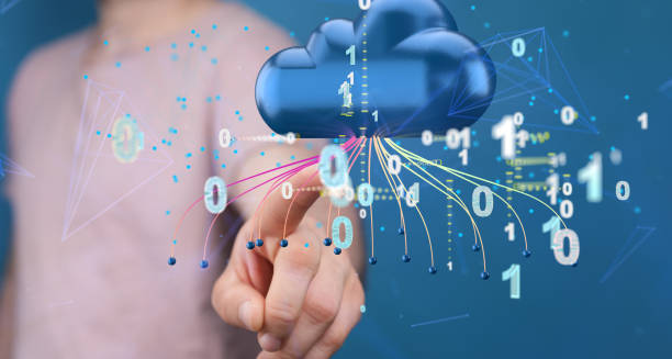 istock 3d rendering of cloud technology with numbers and data and a finger pointing it 1453506298