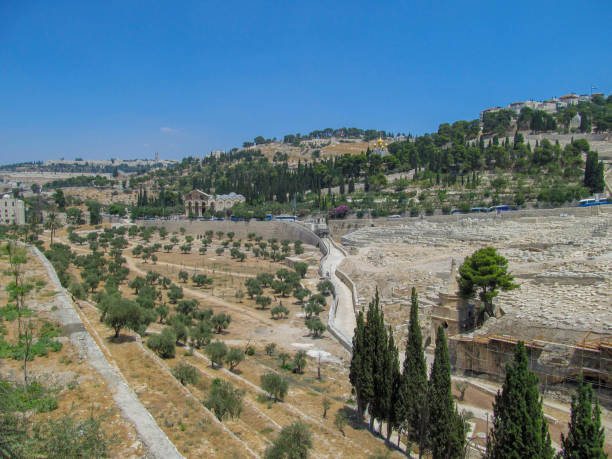 mount of olives and kidron valley - jerusalem hills imagens e fotografias de stock