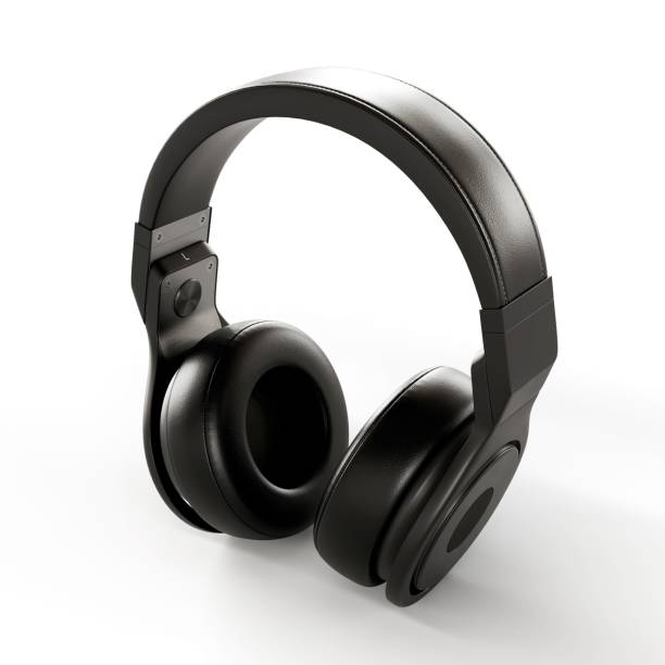 istock 3d illustration of a black headphone isolated on a white background 1453513680