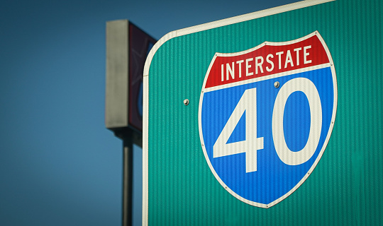 A highway sign for Interstate 40.