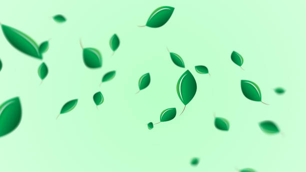 istock Green Floating Leaves Flying Leaves Green Leaf Dancing, Air Purifier Atmosphere Simple Main Picture 1453520295