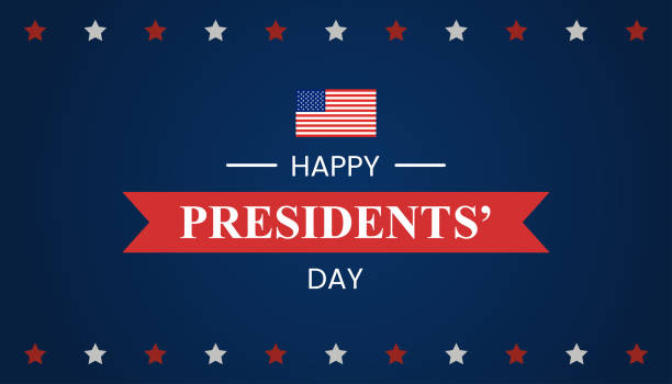 Happy Presidents Day Typography with American Flag Happy Presidents Day Typography with American Flag. Vector Illustration presidents day stock illustrations