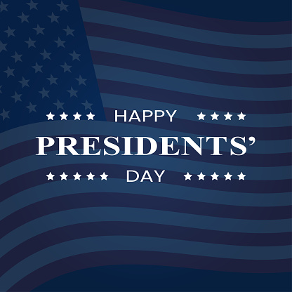Typography of Happy Presidents Day event theme with USA Flag vector illustration.