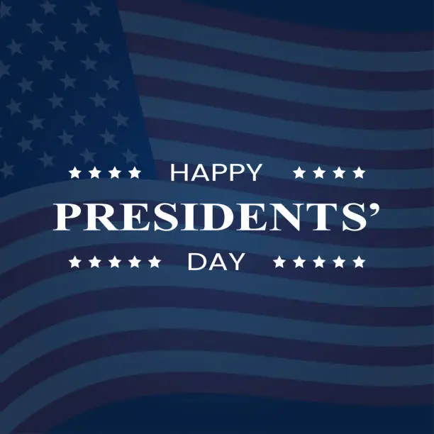 Vector illustration of Typography of Happy Presidents Day event theme with USA Flag