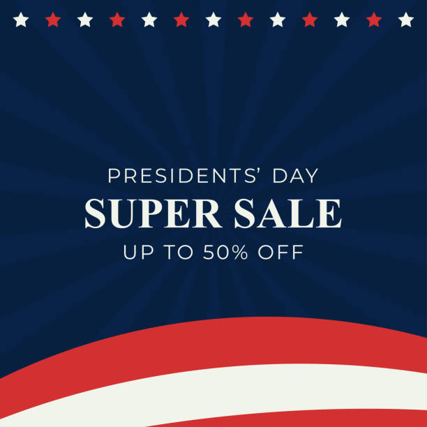 Presidents Day Sale Banner Presidents Day Sale Banner. Super Sale discount up to 50 percent off. Vector Illustration presidents day logo stock illustrations