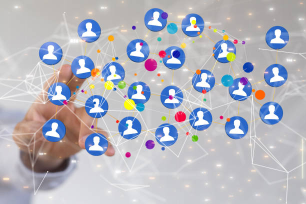 istock 3D rendering of human icons with hand tapping on it from behind-internet communication concept 1453520950