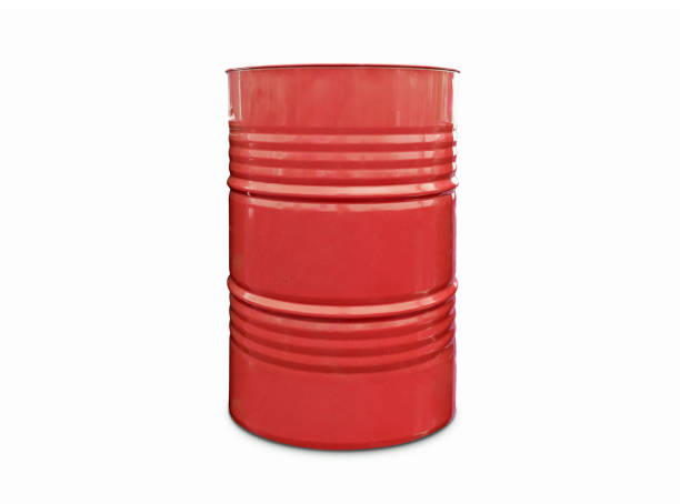 Red iron barrel is isolated on white background