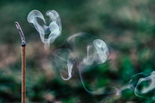 istock Closeup of a burning incense stick on a blurred background 1453525587