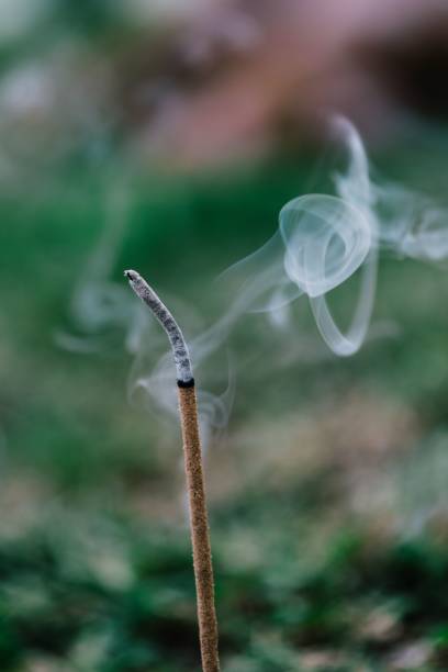 istock Closeup of a burning incense stick on a blurred background 1453525589