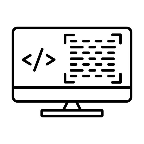 Monitor screen icon illustration with coding, programing editor. icon related to developer. Line icon style. suitable for apps, websites, mobile apps. Simple vector design editable Monitor screen icon illustration with coding, programing editor. icon related to developer. Line icon style. suitable for apps, websites, mobile apps. Simple vector design editable programing monitor stock illustrations
