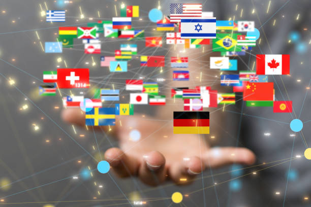 istock 3D rendering of country flags over hands-global communication concept 1453540098