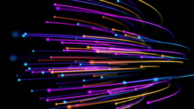 Motion graphic, Colorful neon wavy light trail background