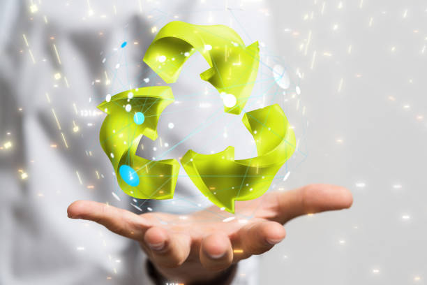 istock 3D rendering of recycle icon on hand-eco business concept 1453567332