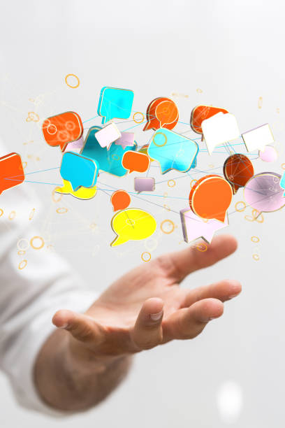 istock Hand holding using mobile phone with email icon on screen. Concept of business communication 1453568224