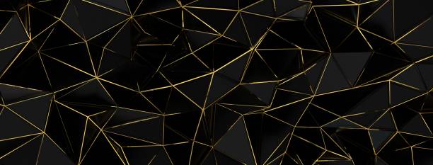 istock Gold and black abstract mosaic background, gold polygon background 1453568421