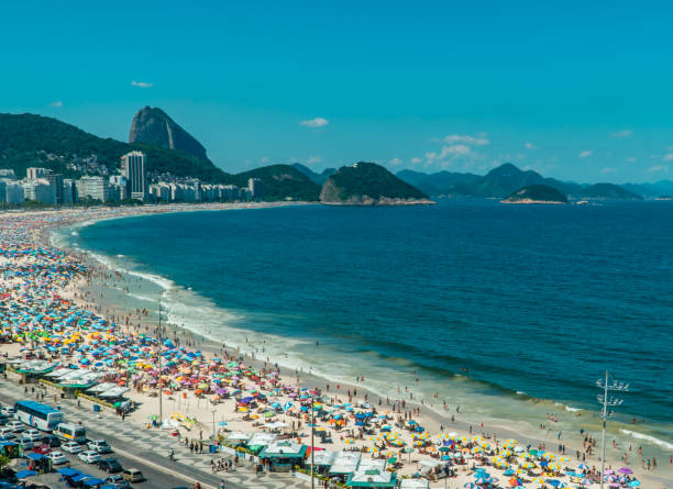 istock Aerial view of the packed Copacabana Beach 1453569735