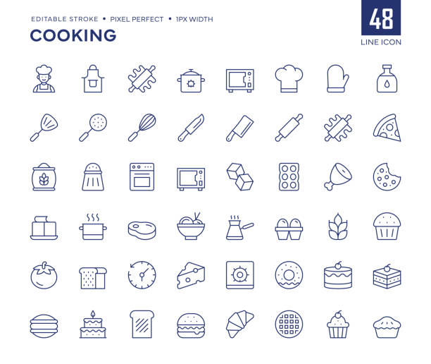 Cooking Line Icon Set contains Rolling Pin, Saucepan, Microwave, Kitchen Utensils, Oven, Apron and so on icons. Cooking Line Icon Set contains such icons as Rolling Pin, Saucepan, Microwave, Kitchen Utensils, Oven, Apron and so on.

Pixel Perfect, Editable Stroke, Customizable stroke width, adjustable colors. apple pie cheese stock illustrations