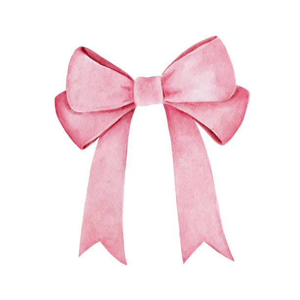 Watercolor Illustration Of Pink Ribbon Bow 2 Stock Illustration - Download  Image Now - Tied Bow, Pink Color, Drawing - Activity - iStock