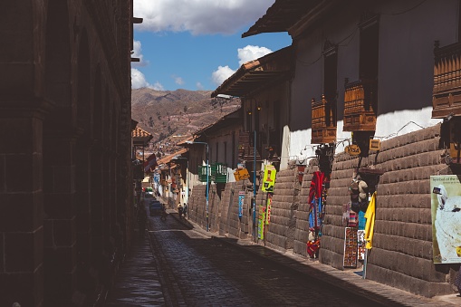 Cusco, Peru – June 10, 2019: The Old Inca street in modern days in Cusco, Peru
