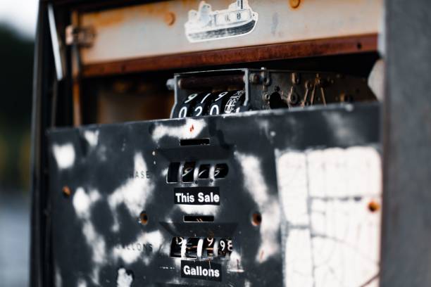 istock Closeup of metal counter 1453575935
