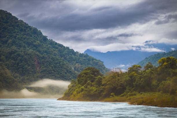 istock Beautiful shot of a river surrounded by mountains 1453577512
