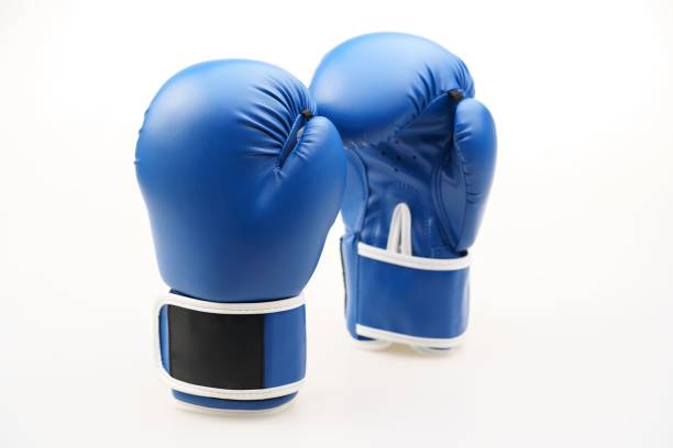 istock Pair of blue boxing gloves isolated on a white background 1453580424