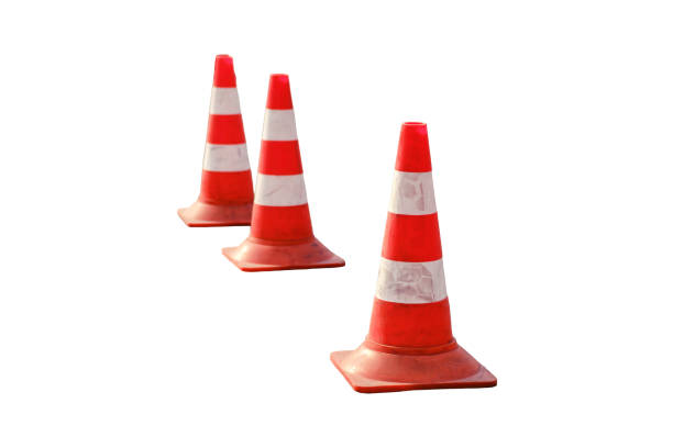 istock Cones on the site for learning to drive a car, isolated on a white background 1453582337