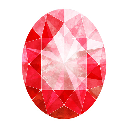 Oval Brilliant Cut Red Jewelry Watercolor Illustration