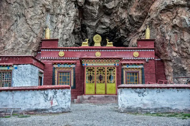 The beautiful Tashi Dor Monastery on Nam Tso Lake. Damxung County, Lhasa, Tibet, China