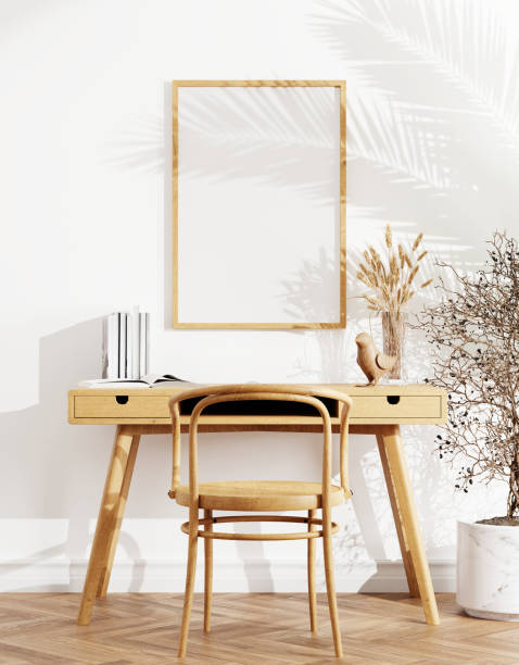 istock Frame and poster mockup in Boho style interior. 3d rendering, 3d illustration 1453592225
