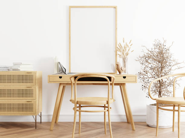 istock Frame and poster mockup in Boho style interior. 3d rendering, 3d illustration 1453592226